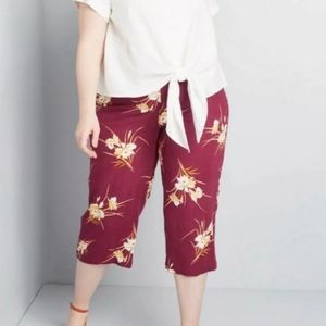 New Modcloth Linen Blend Floral Ankle Pant 14